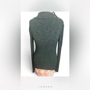 Women's Green Sweater with gold Button Detail